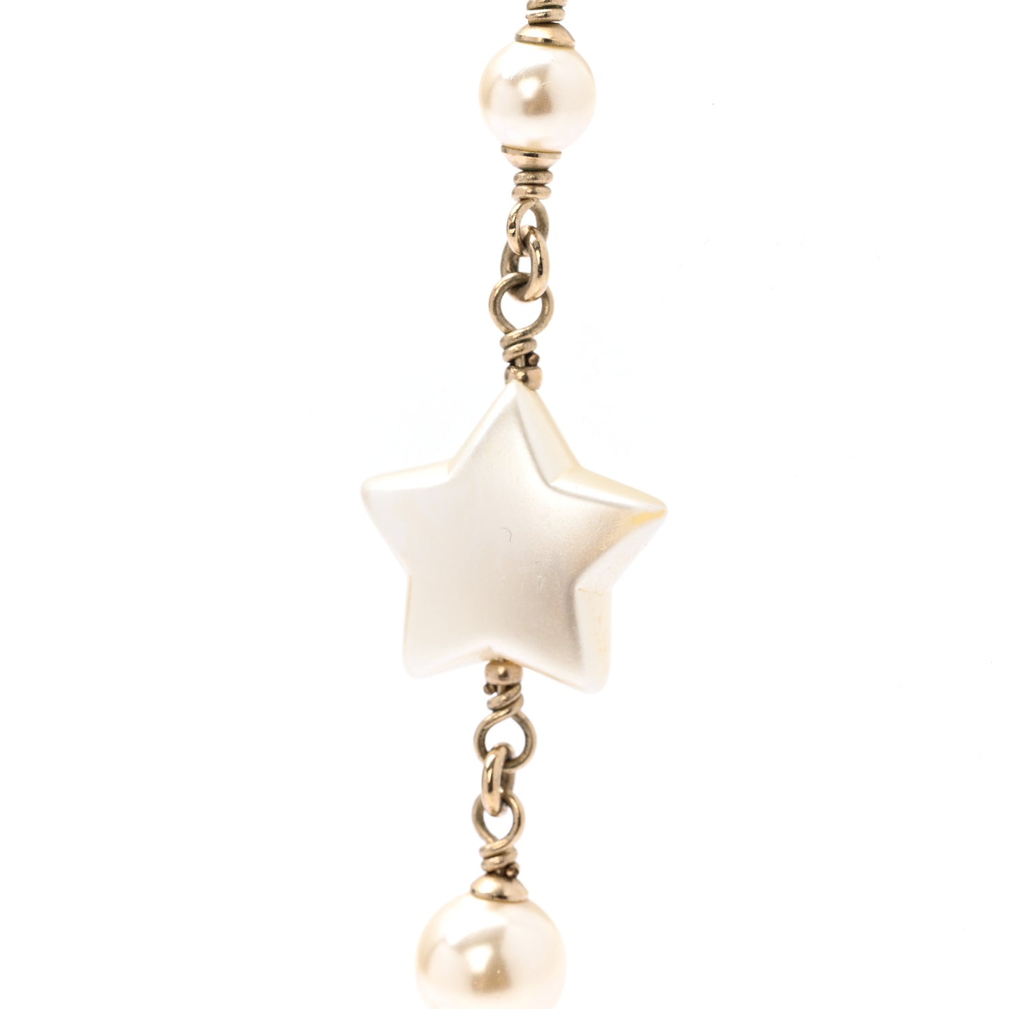 Pearl CC Star Long Necklace Gold