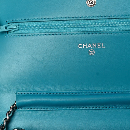 Chanel Lizard Wallet on Chain WOC Turquoise 13 of 14
