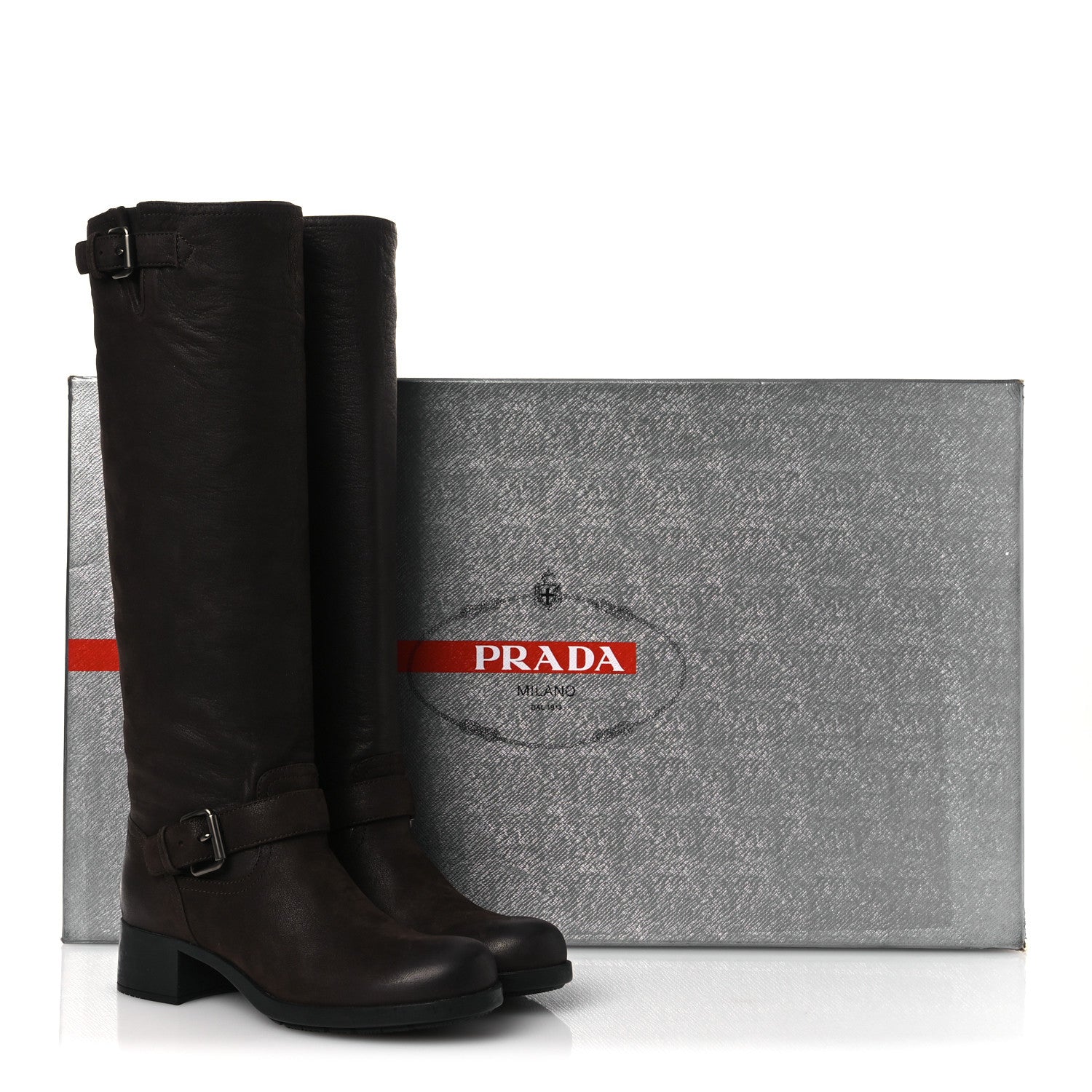 Prada Capra Antic Donna Tall Riding Boots 37 Ebano 12 of 12