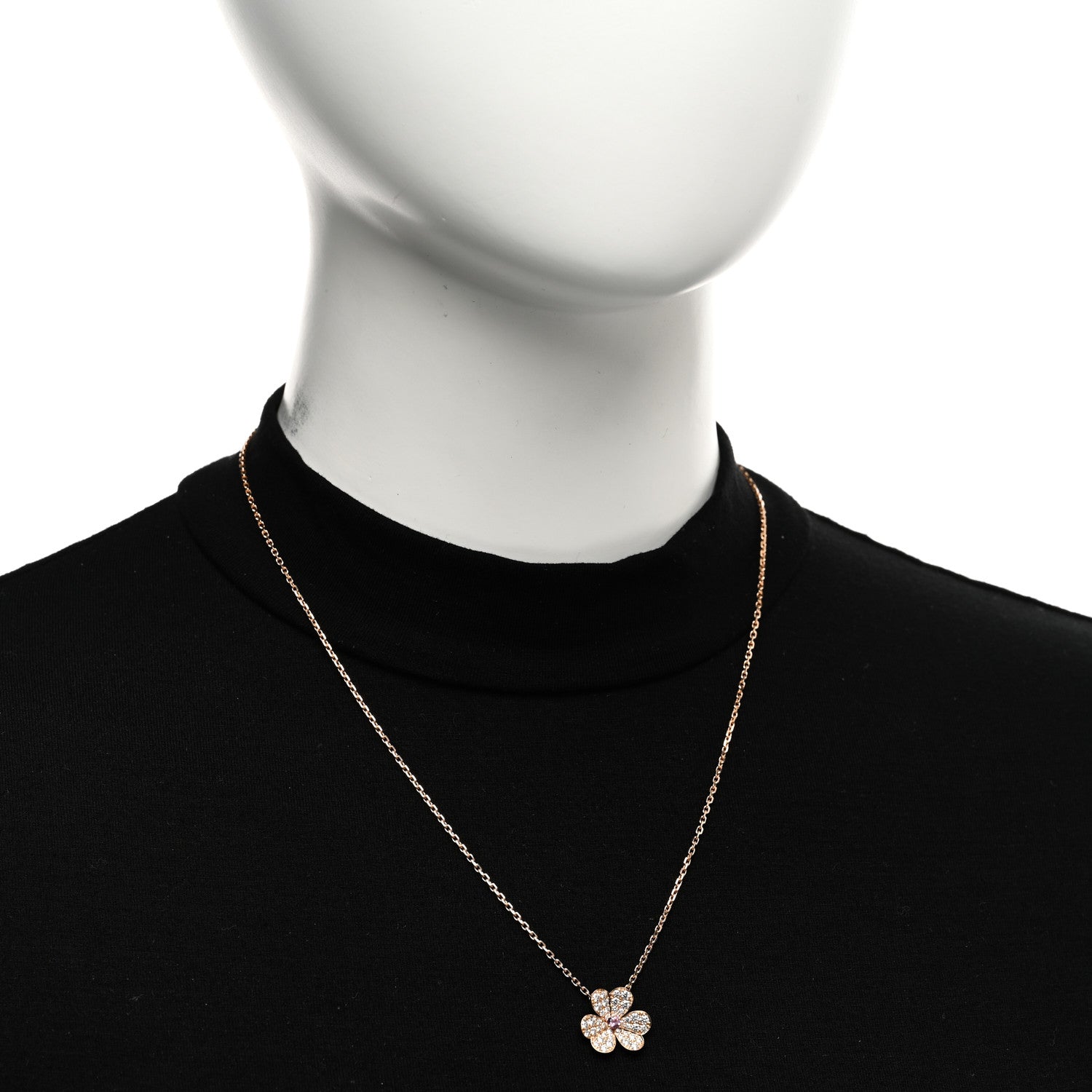 Van Cleef & Arpels 18K Rose Gold Diamond Pink Sapphire Small Frivole Pendant Necklace 2 of 5