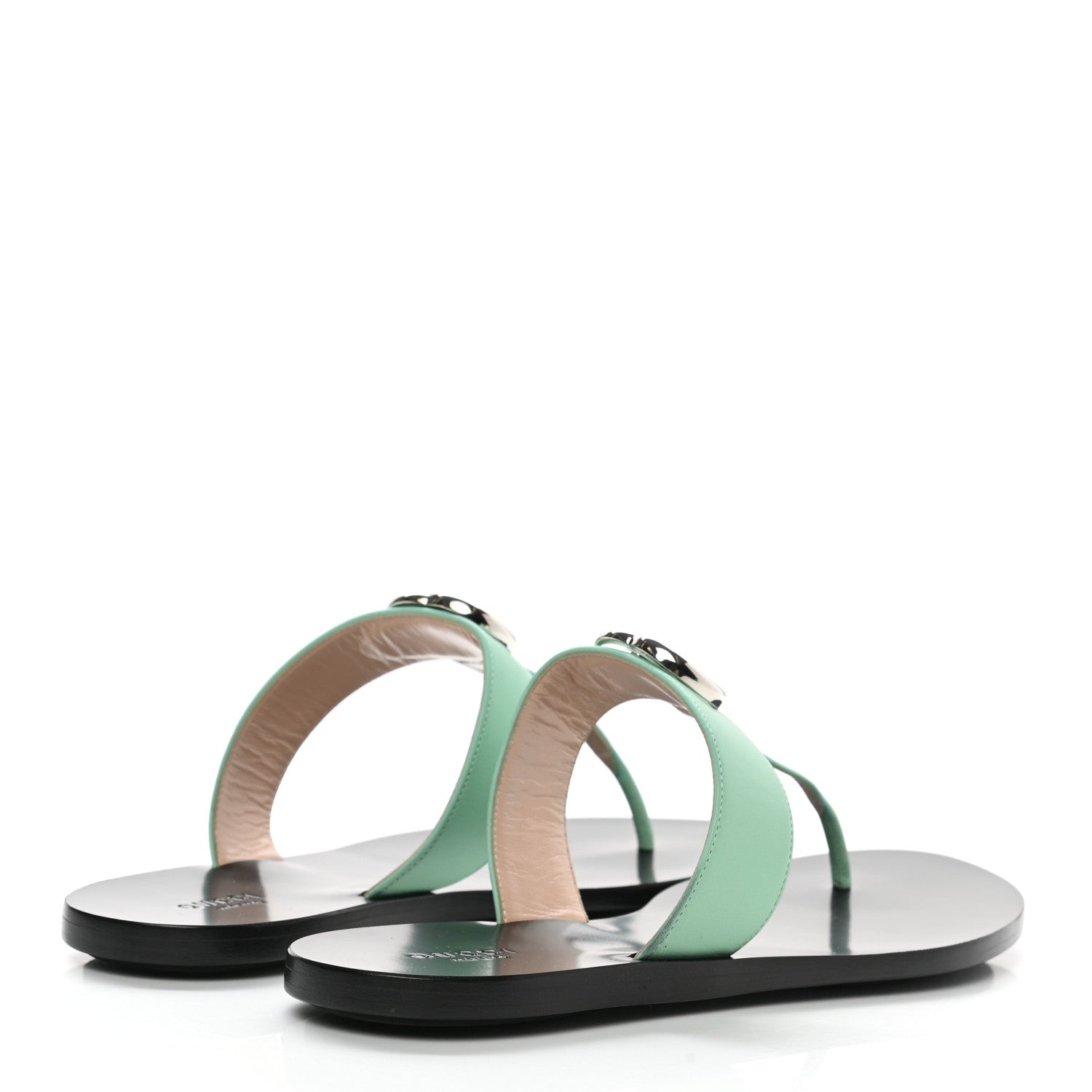 Gucci Calfskin GG Marmont Thong Sandals 39.5 Water Green 4 of 8