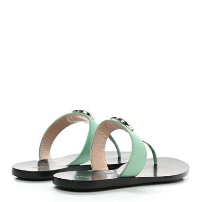 Gucci Calfskin GG Marmont Thong Sandals 39.5 Water Green 4 of 8