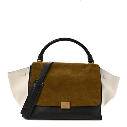 Celine Smooth Calfskin Suede Medium Tri-Color Trapeze Brown Black 1 of 8