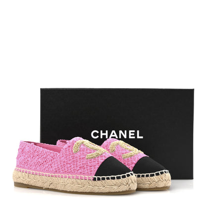 Chanel Tweed Grosgrain CC Espadrilles 35 Pink Black 10 of 10