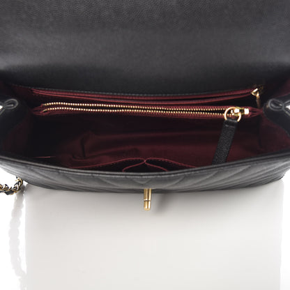 Chanel Caviar Chevron Quilted Small Coco Handle Flap Black 5 of 14