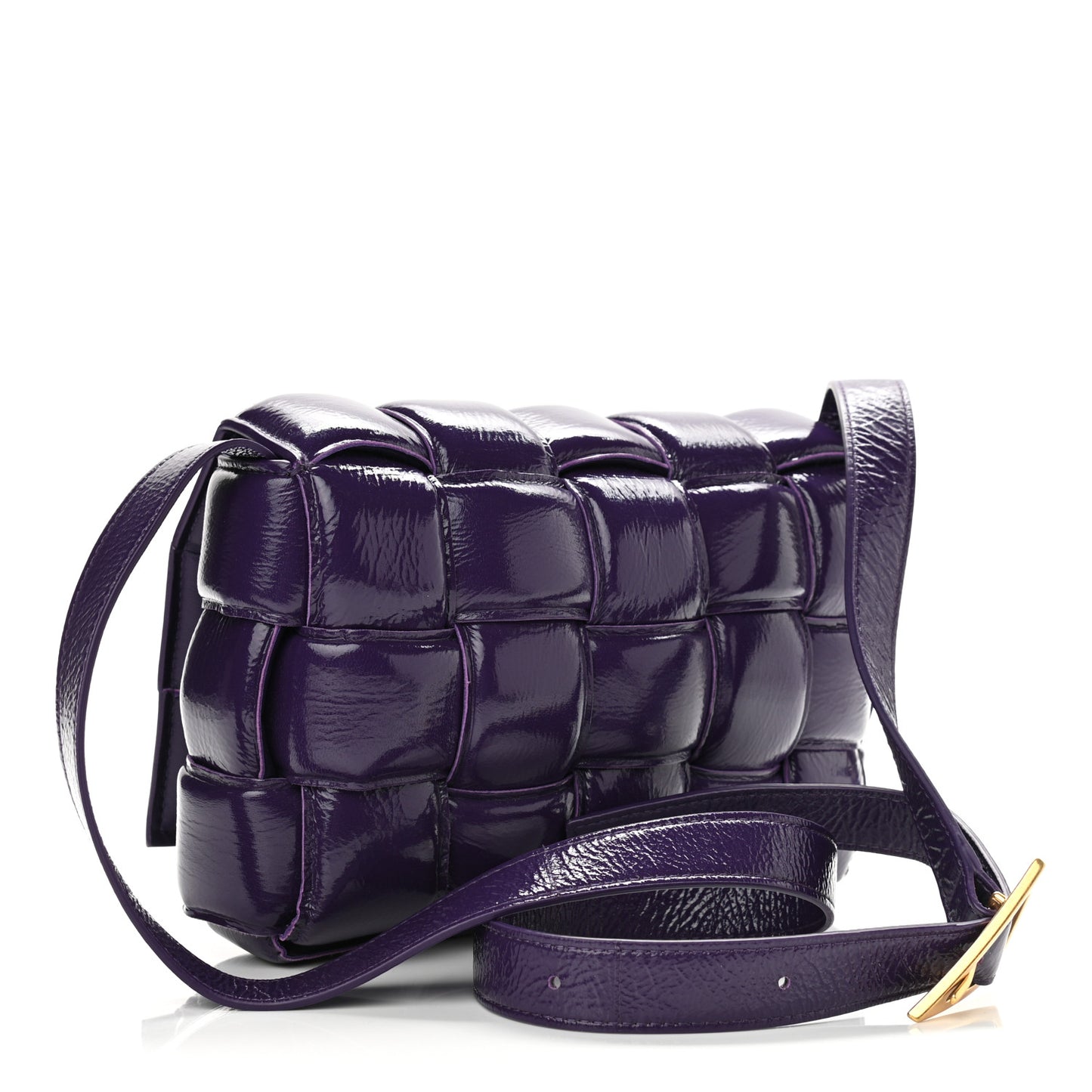 Textured Deerskin Maxi Intrecciato Padded Cassette Crossbody Bag Raisin