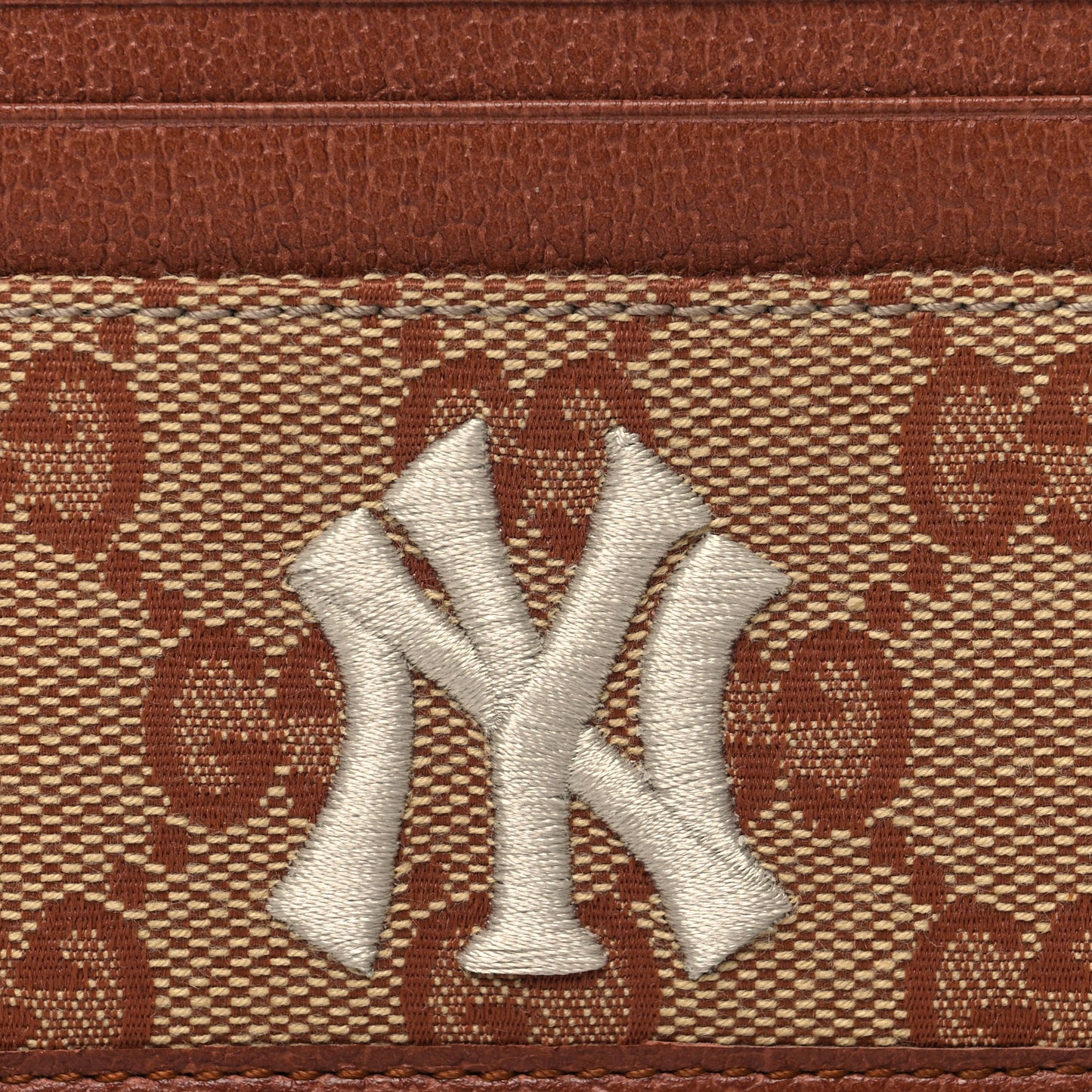 X MLB GG Monogram NY Yankees Card Holder Beige Ruggine Ivory