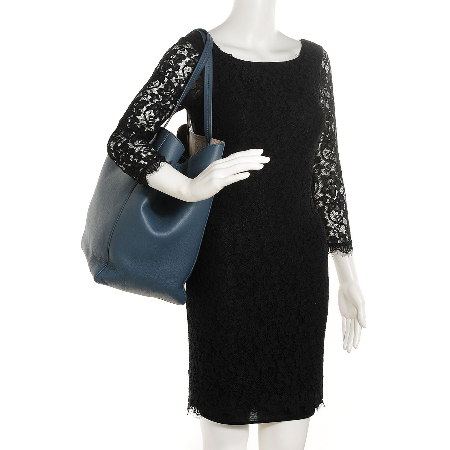 Celine Grained Calfskin Medium Horizontal Cabas Phantom Slate 2 of 7