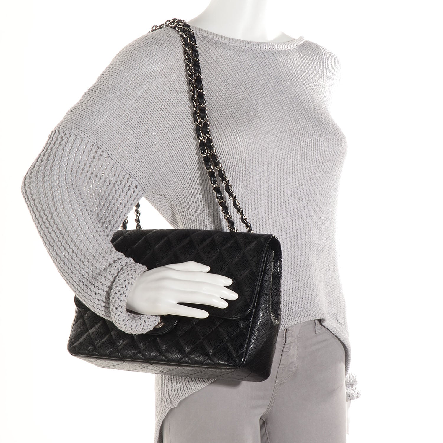 Chanel Caviar Jumbo Single Flap Black 2 of 9