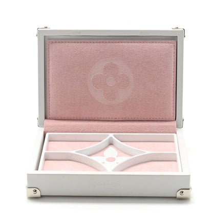 Louis Vuitton Calfskin Mirror Monogram Etched Jewelry Box Trunk White 5 of 9