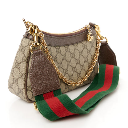 Gucci GG Supreme Monogram Textured Dollar Calfskin Web Small Ophidia GG Handbag Beige Ebony New Acero 3 of 12