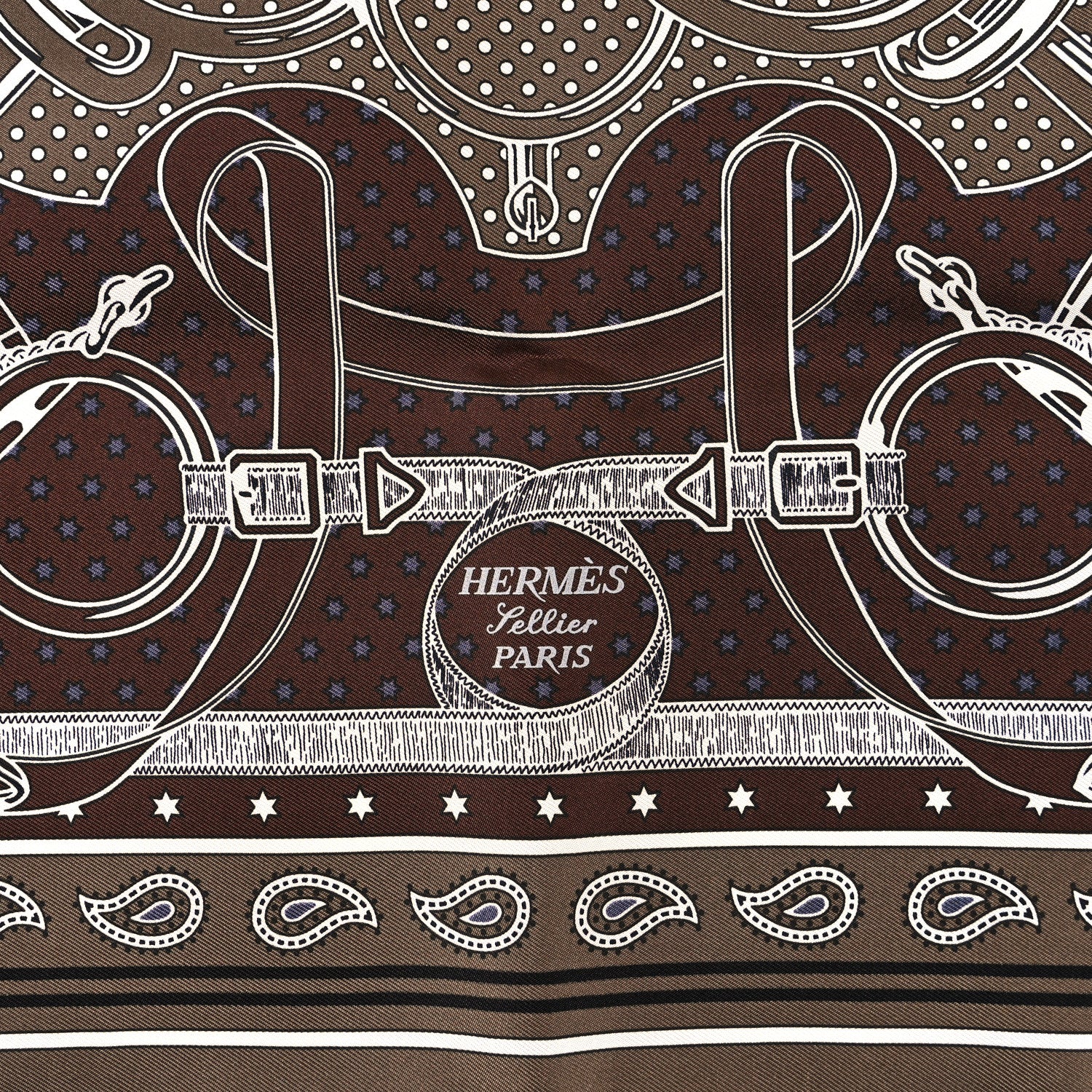 Hermes Silk Eperon D'Or Bandana Shawl 55 Etoupe Chocolate 2 of 4
