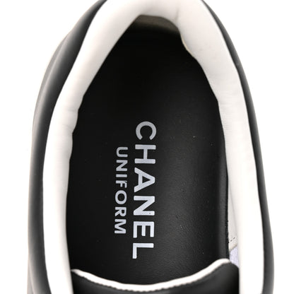 Chanel Calfskin CC Uniform Womens Sneakers 38 Black 9 of 10