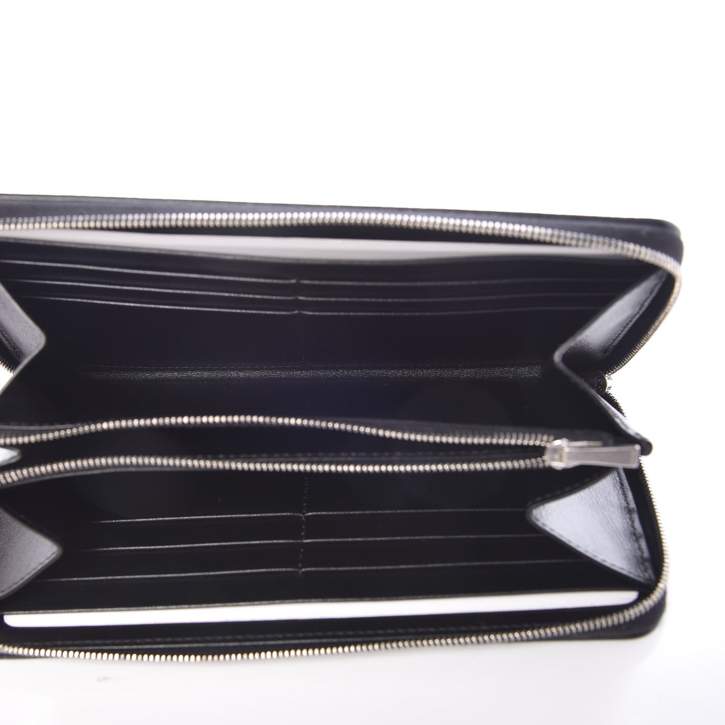 Grained Calfskin Large Zip Around Multifunction Wallet Black