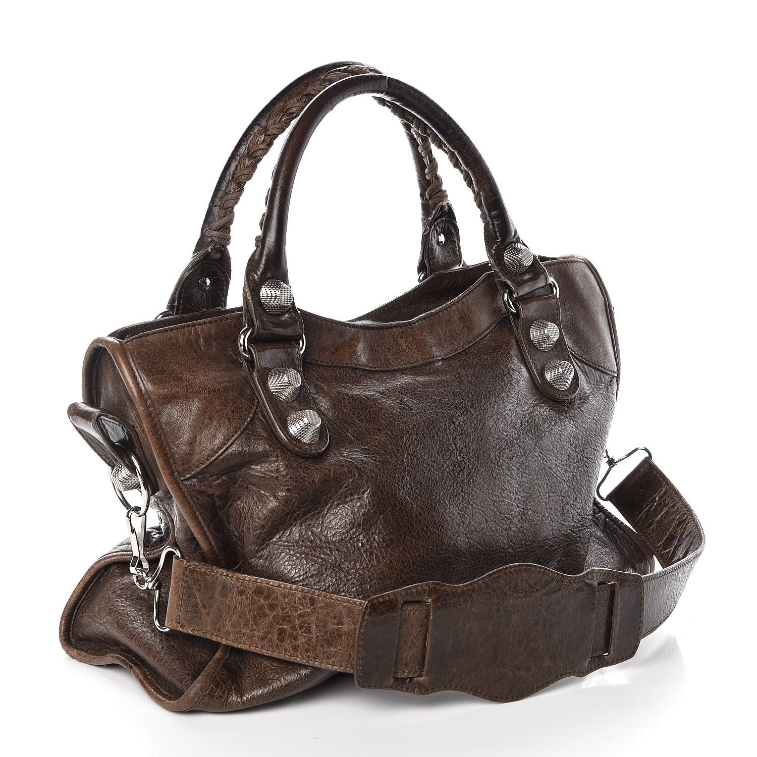 BALENCIAGA ジャイアント ブラウン Balenciaga Brown Lambskin Leather Giant 21 Gold Brief Bag