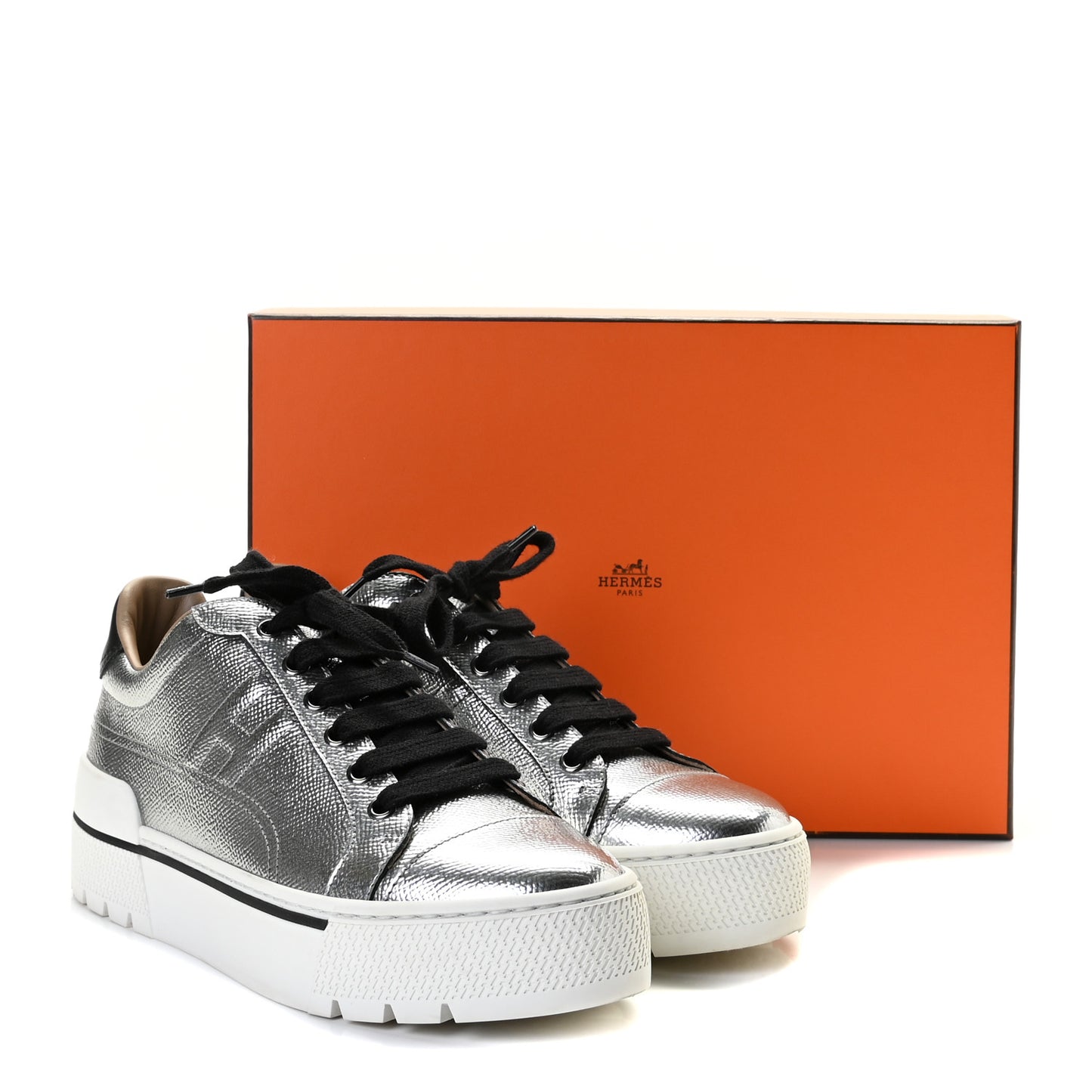 Metallic Epsom Womens Voltage Sneakers 37 Gris Argente Vieilli Black