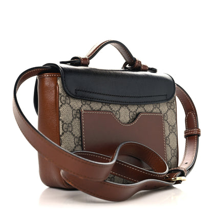 Gucci GG Supreme Monogram New Sakai Lux Calfskin Mini Padlock Flap Pocket Shoulder Bag Beige Ebony Black Cuir 2 of 11