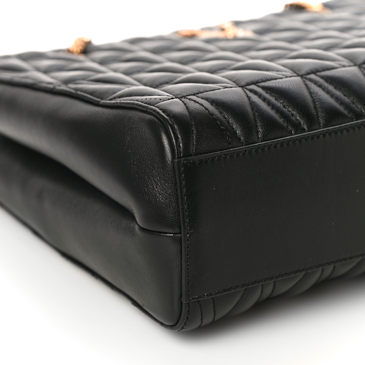 Versace Nappa Barocco Quilted Virtus Chain Shoulder Bag Black 9 of 10