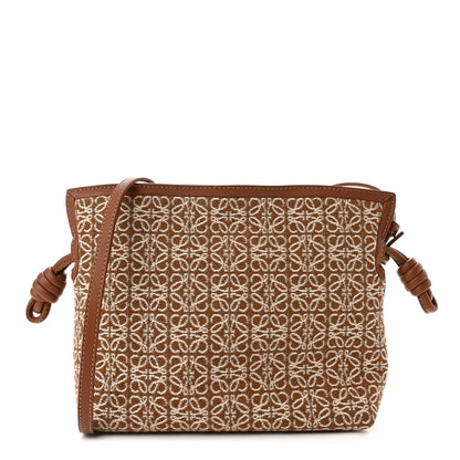 Loewe Jacquard Anagram Calfskin Mini Flamenco Knot Clutch Tan Pecan 1 of 9