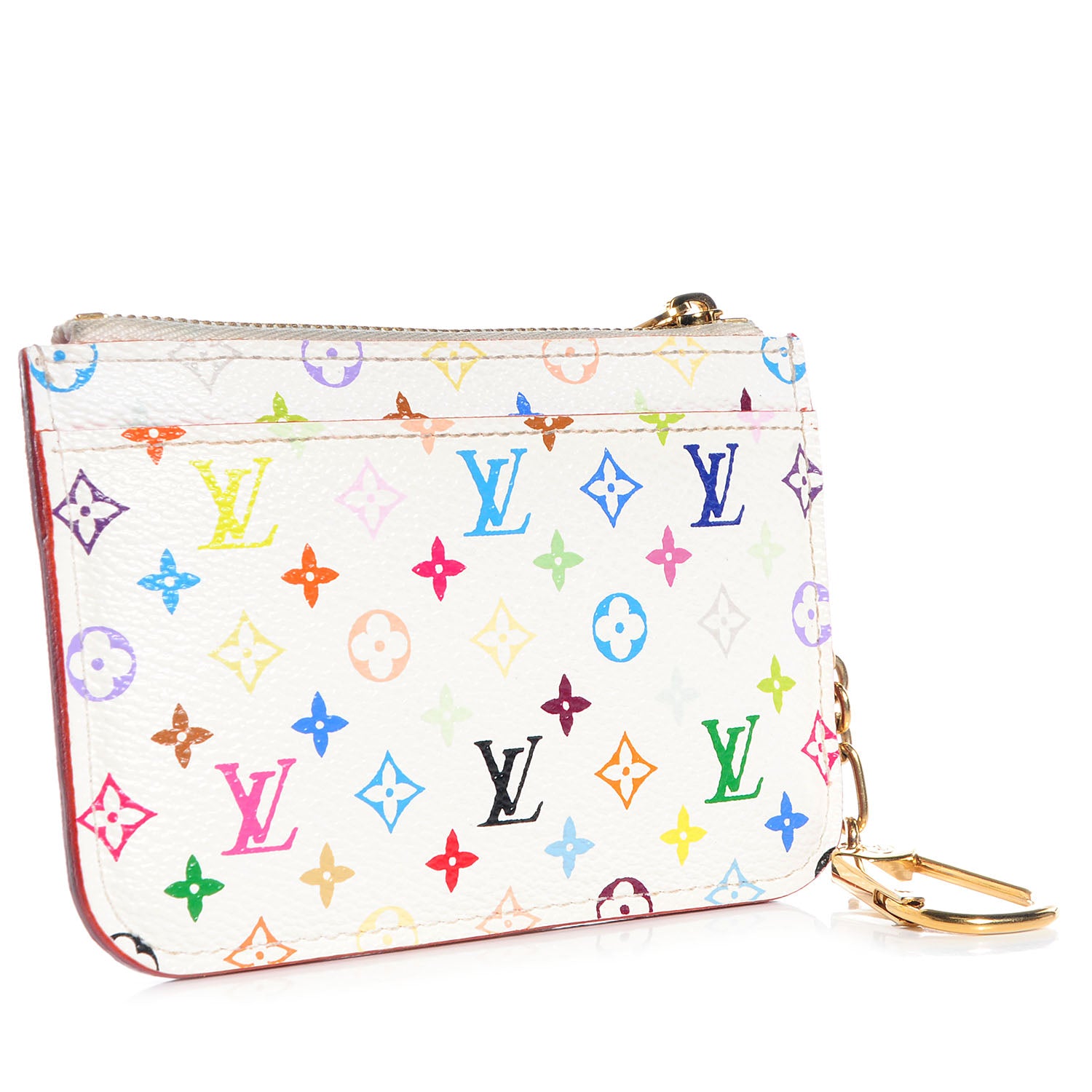Louis Vuitton Monogram Multicolor Key Pouch White Litchi 3 of 7