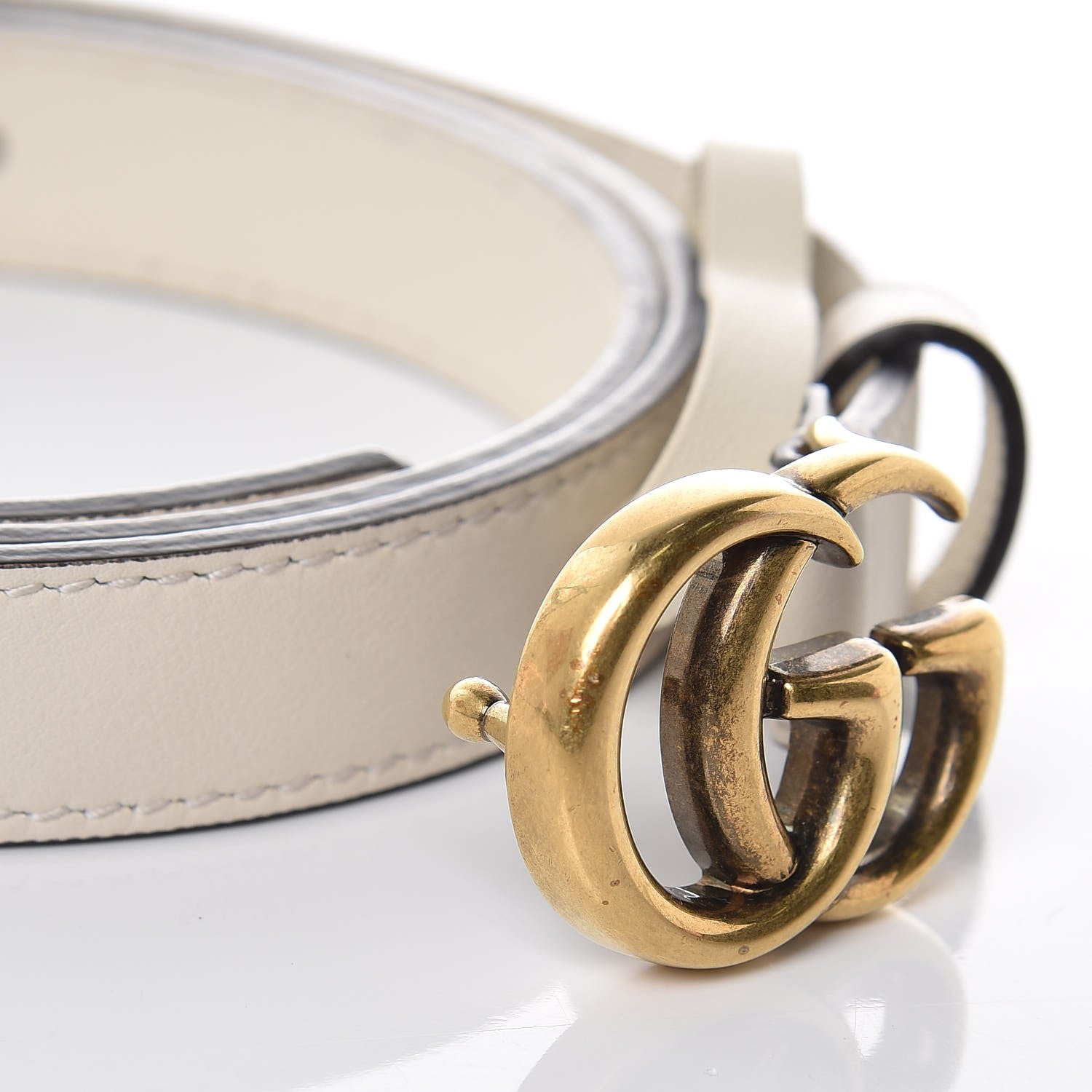 Gucci Calfskin Double G 20mm Belt 90 36 Mystic White 7 of 7