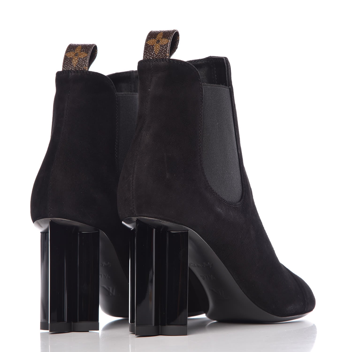 Louis Vuitton Suede Monogram Uniformes Cap Toe Chelsea 80mm Ankle Boots 37.5 Black 4 of 7
