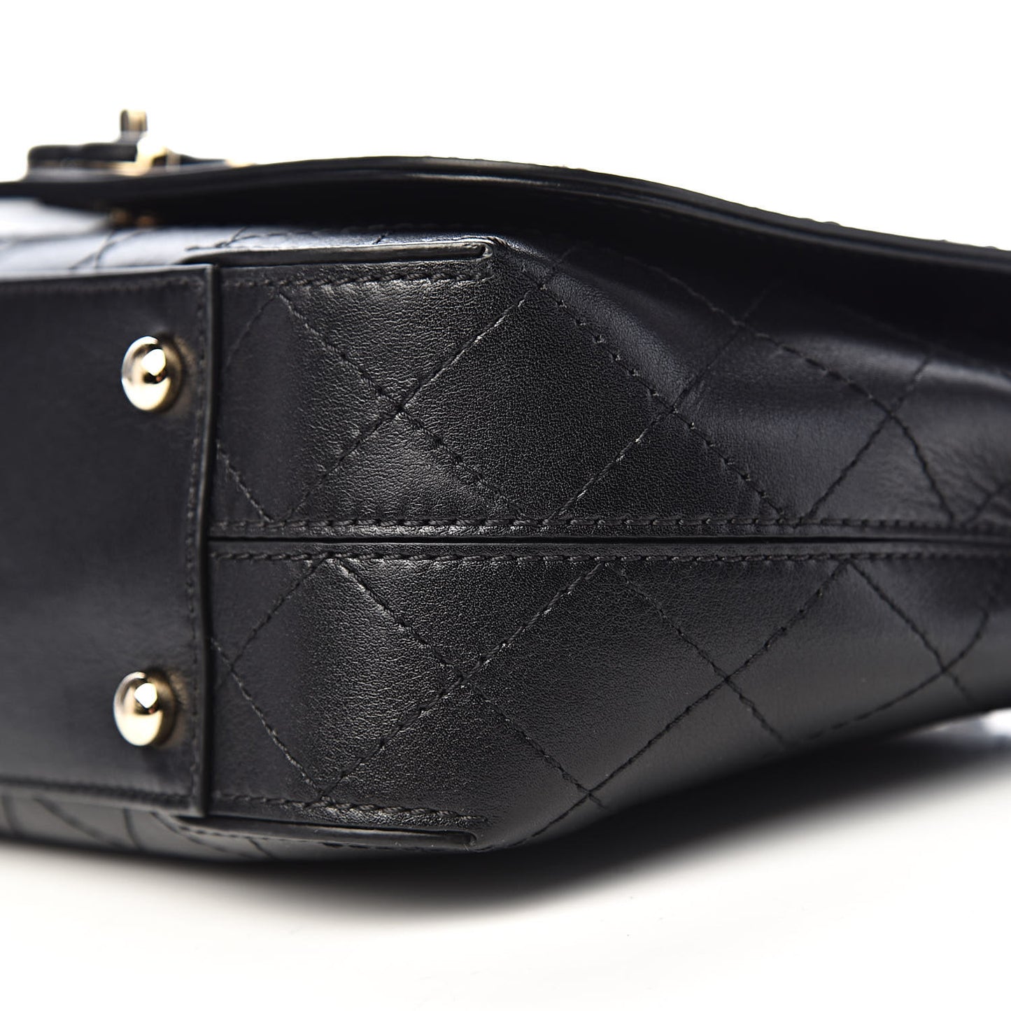 Calfskin Stitched Medium Covered CC Flap Bag Black