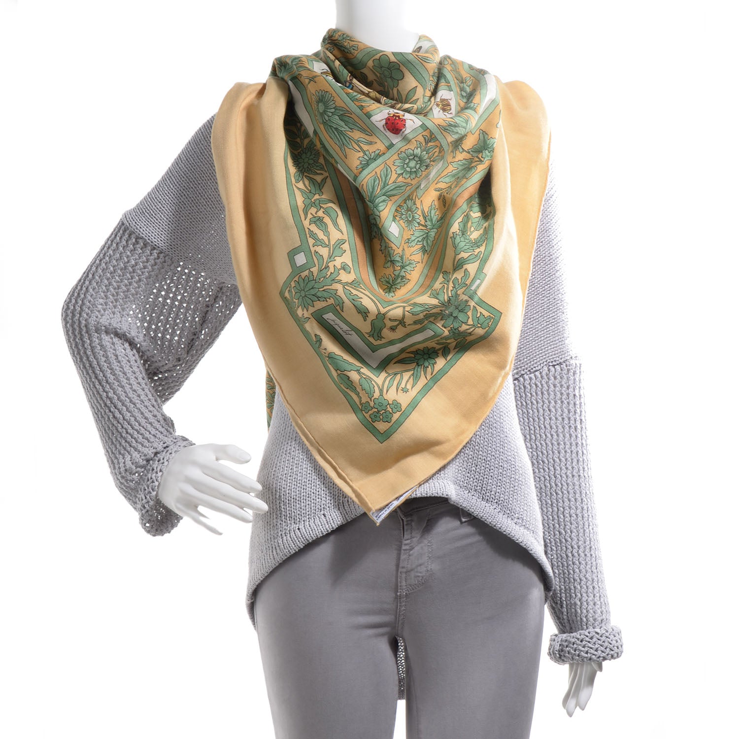 Hermes Cashmere Silk Joyaux de L'ete Scarf Yellow 140 2 of 7