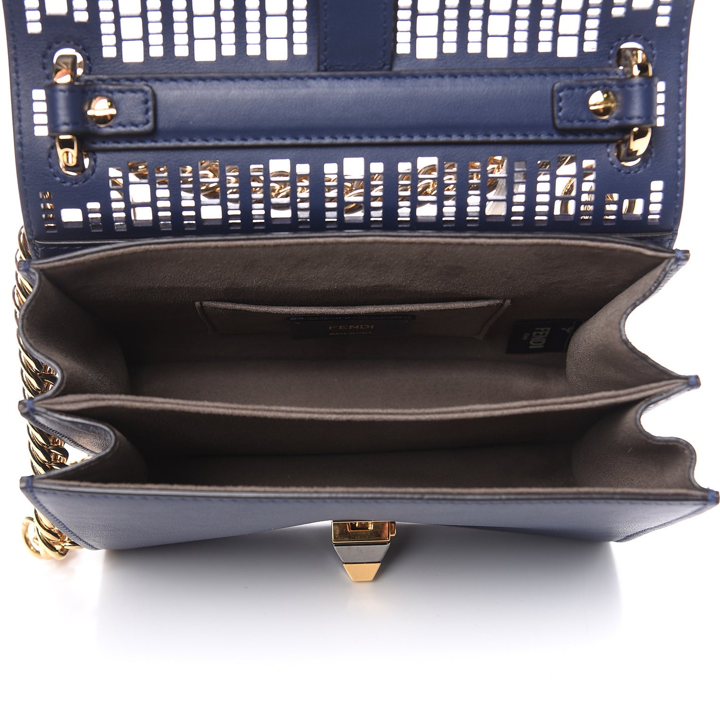 Vitello Grace Openwork Small Kan I Shoulder Bag Blueberry