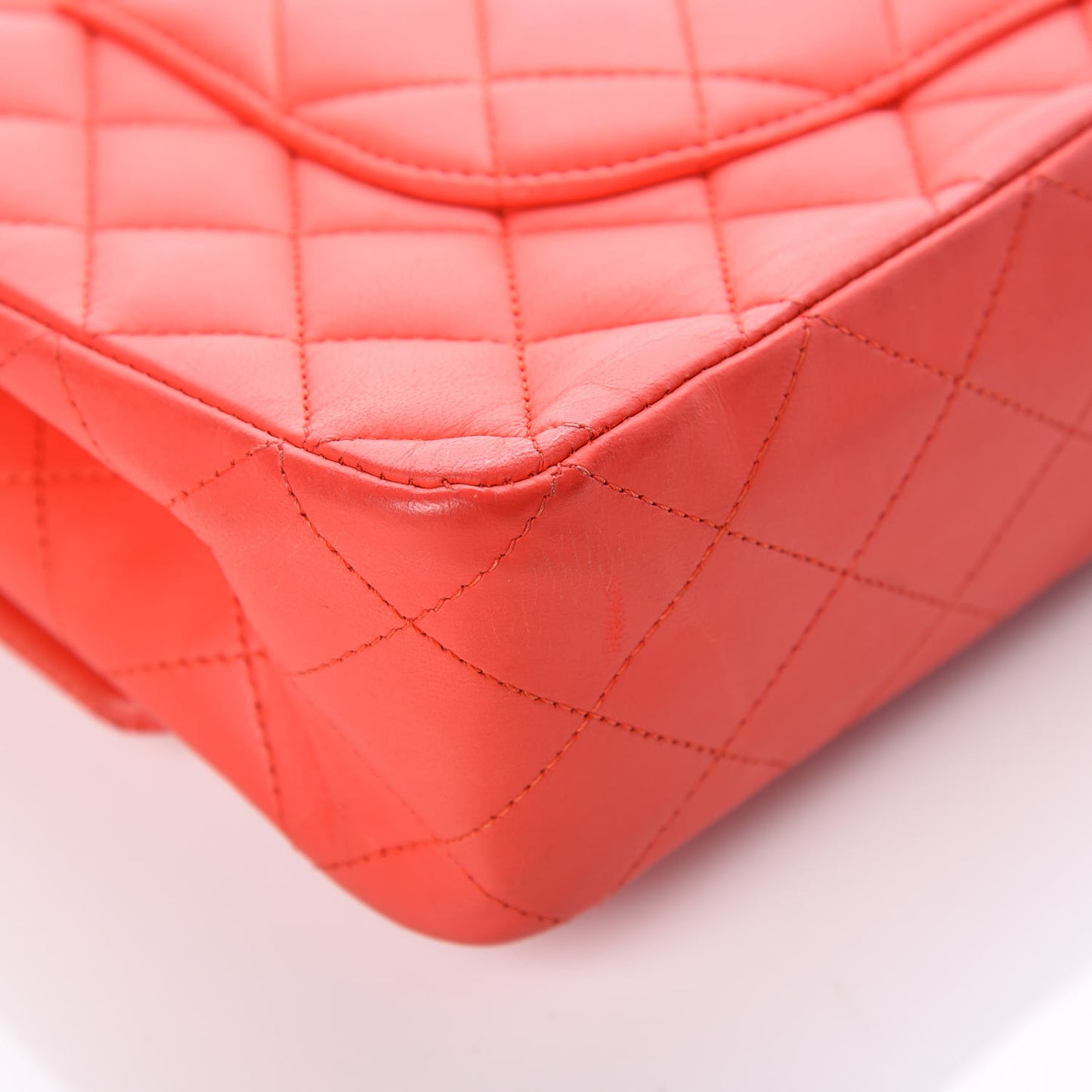 Lambskin Quilted Medium Double Flap Red