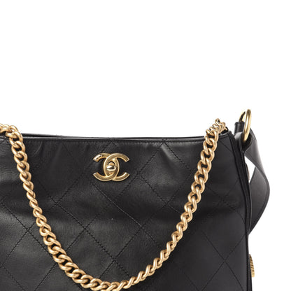 Chanel Calfskin Stitched Button Up Hobo Black 10 of 10