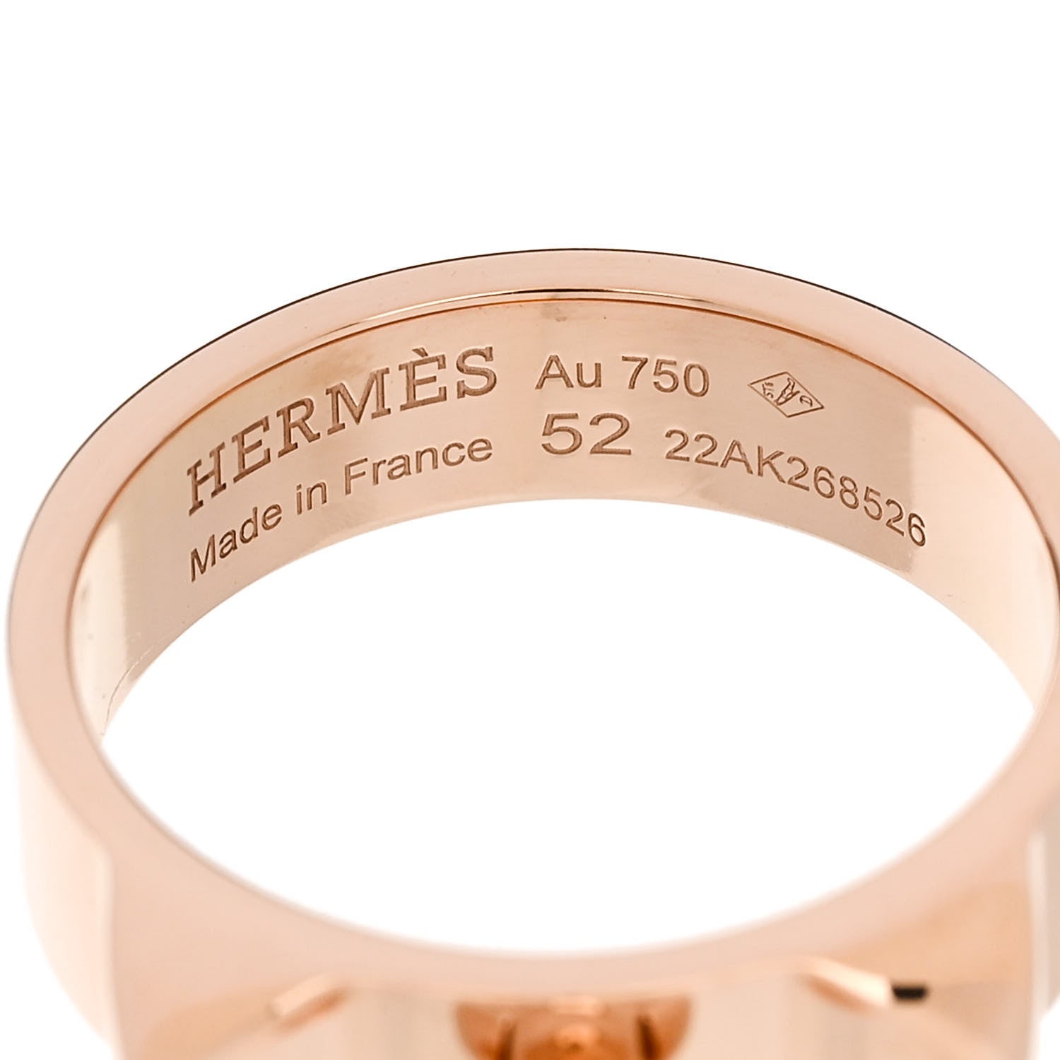 Hermes 18K Rose Gold PM Collier De Chien Ring 52 6 4 of 5