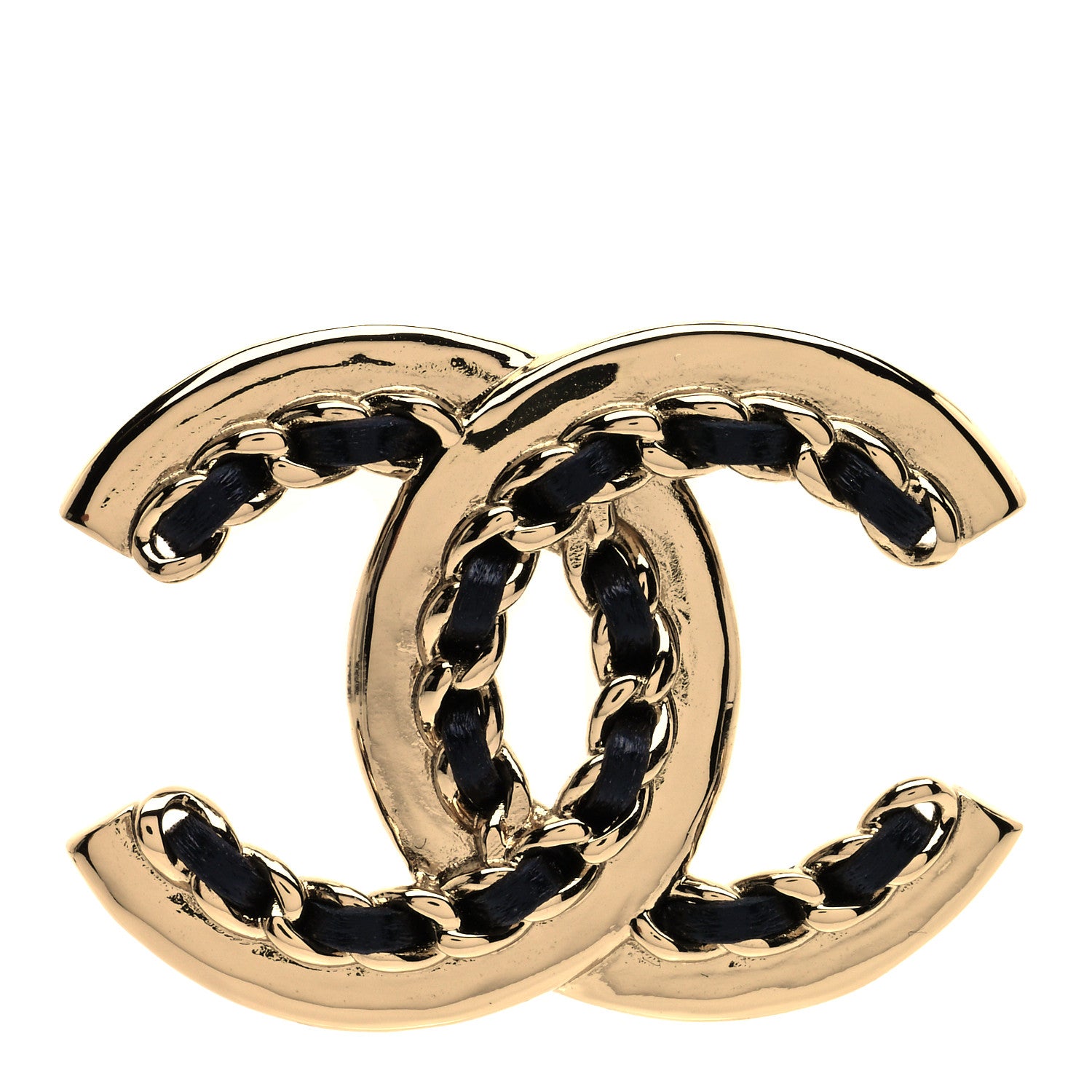 Chanel Lambskin Chain CC Chain Brooch Black Gold 1 of 4