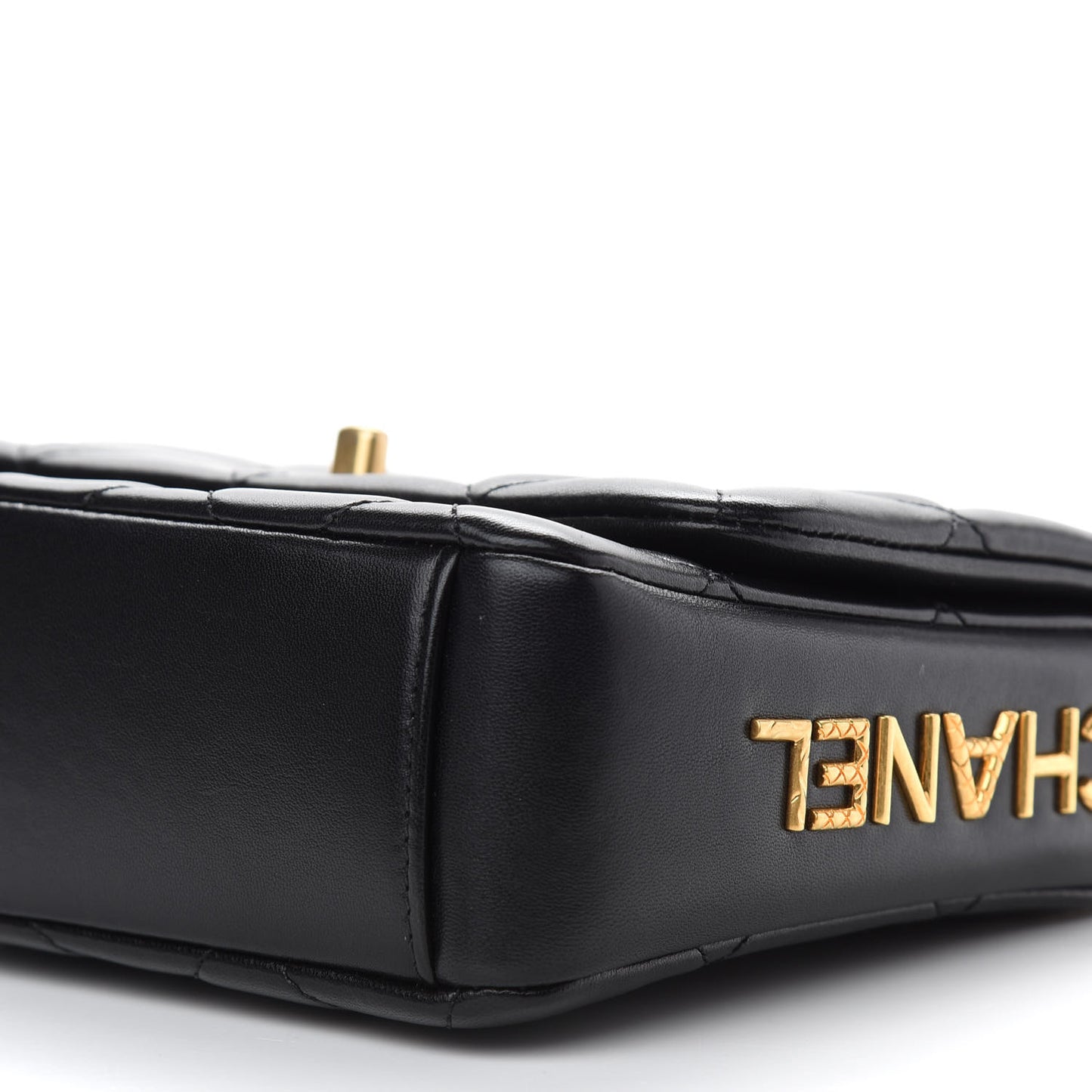 Lambskin Quilted Small Side Note Flap Black