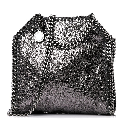 Stella McCartney Metallic Crackle Tiny Falabella Tote Ruthenium 1 of 4