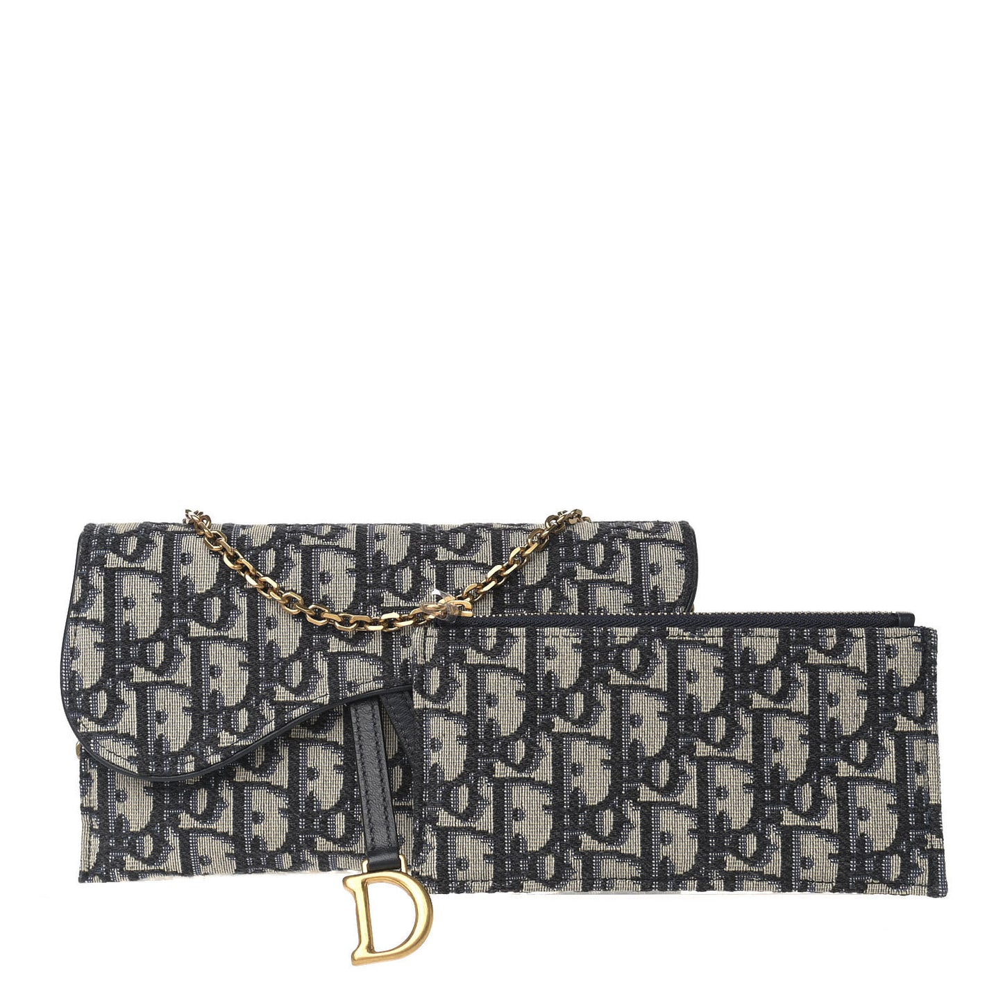 Oblique Saddle Chain Long Wallet Blue