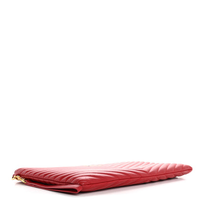 Saint Laurent Calfskin Matelasse Chevron Monogram Document Holder Rouge Eros 4 of 13
