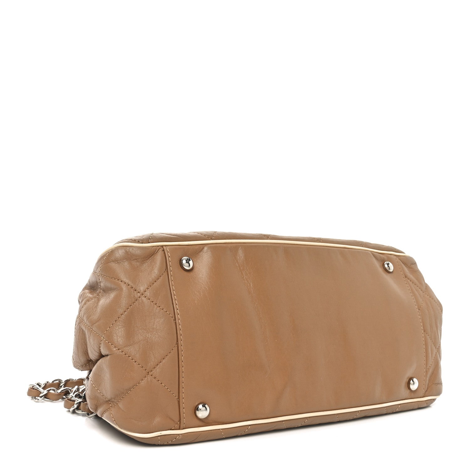 Chanel Lambskin Quilted East West Accordion Flap Dark Beige