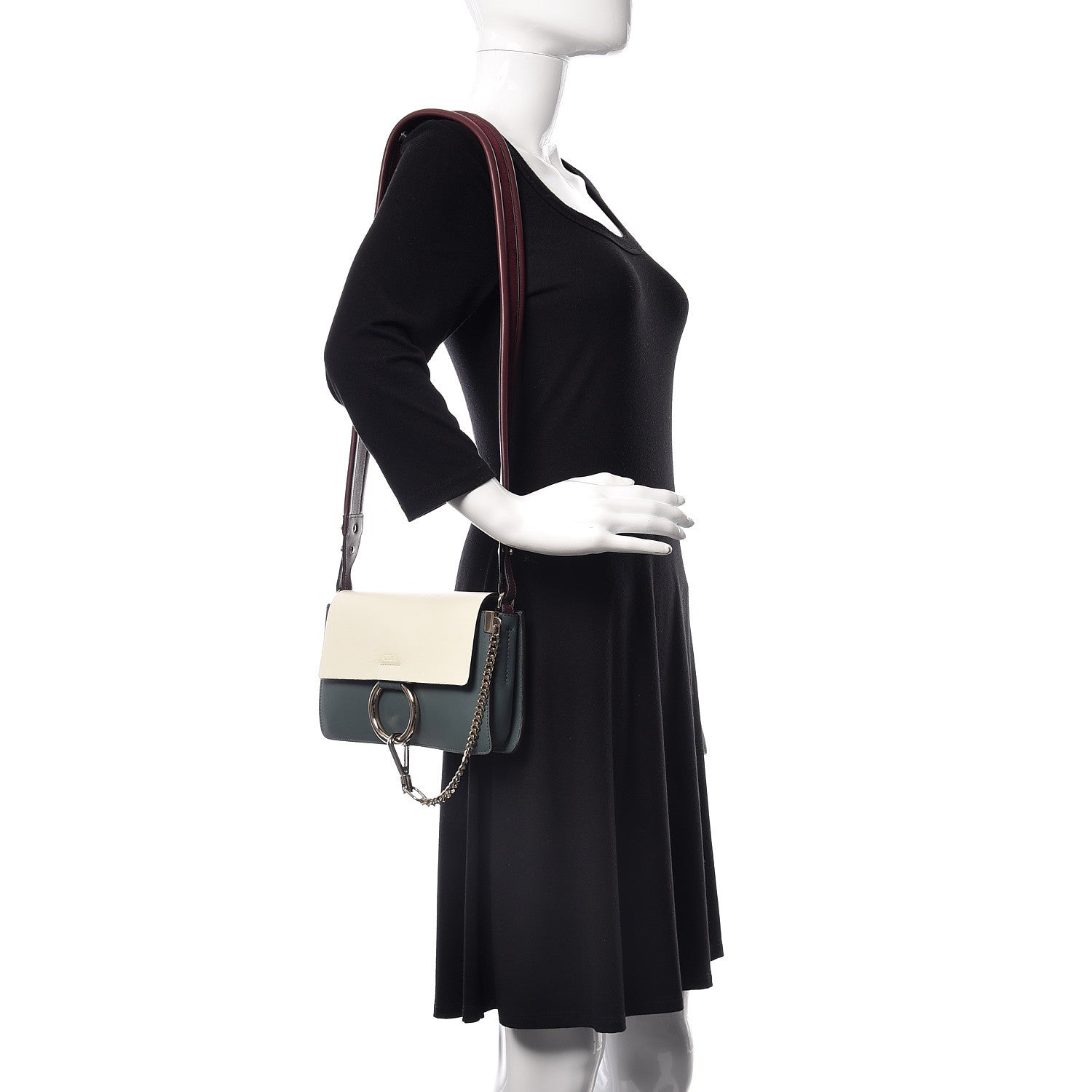 Chloe Calfskin Small Faye Shoulder Bag White Blue 2 of 8