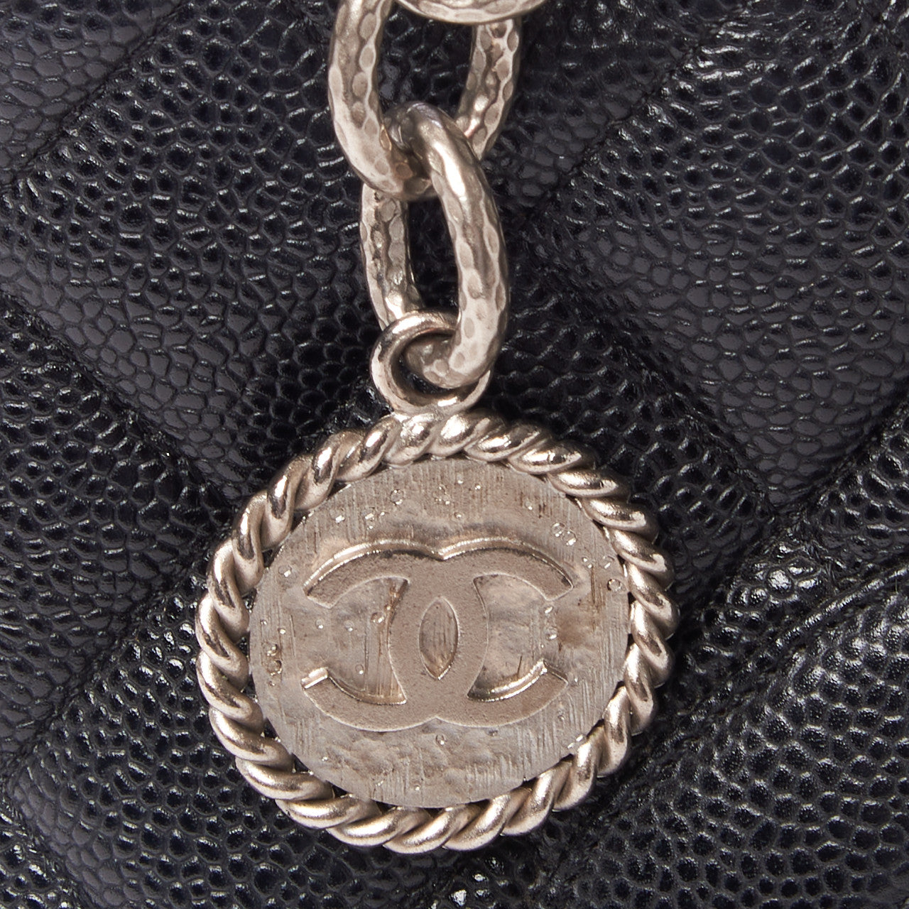 Caviar Quilted Medallion Tote Black