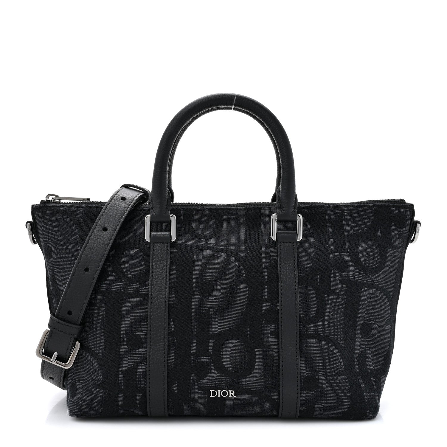 Christian Dior Maxi Oblique Jacquard Weekender 25 Black 1 of 12
