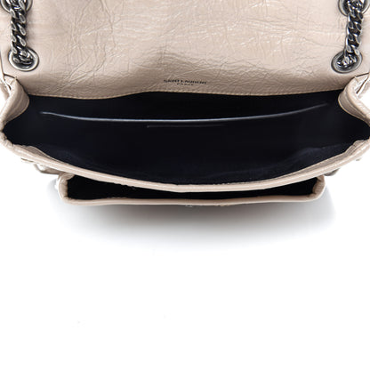 Saint Laurent Crinkled Calfskin Matelasse Monogram Baby Niki Chain Satchel Light Taupe 5 of 11