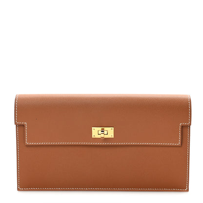 Hermes Madame Calfskin Kelly Pocket Long Wallet Gold 1 of 7