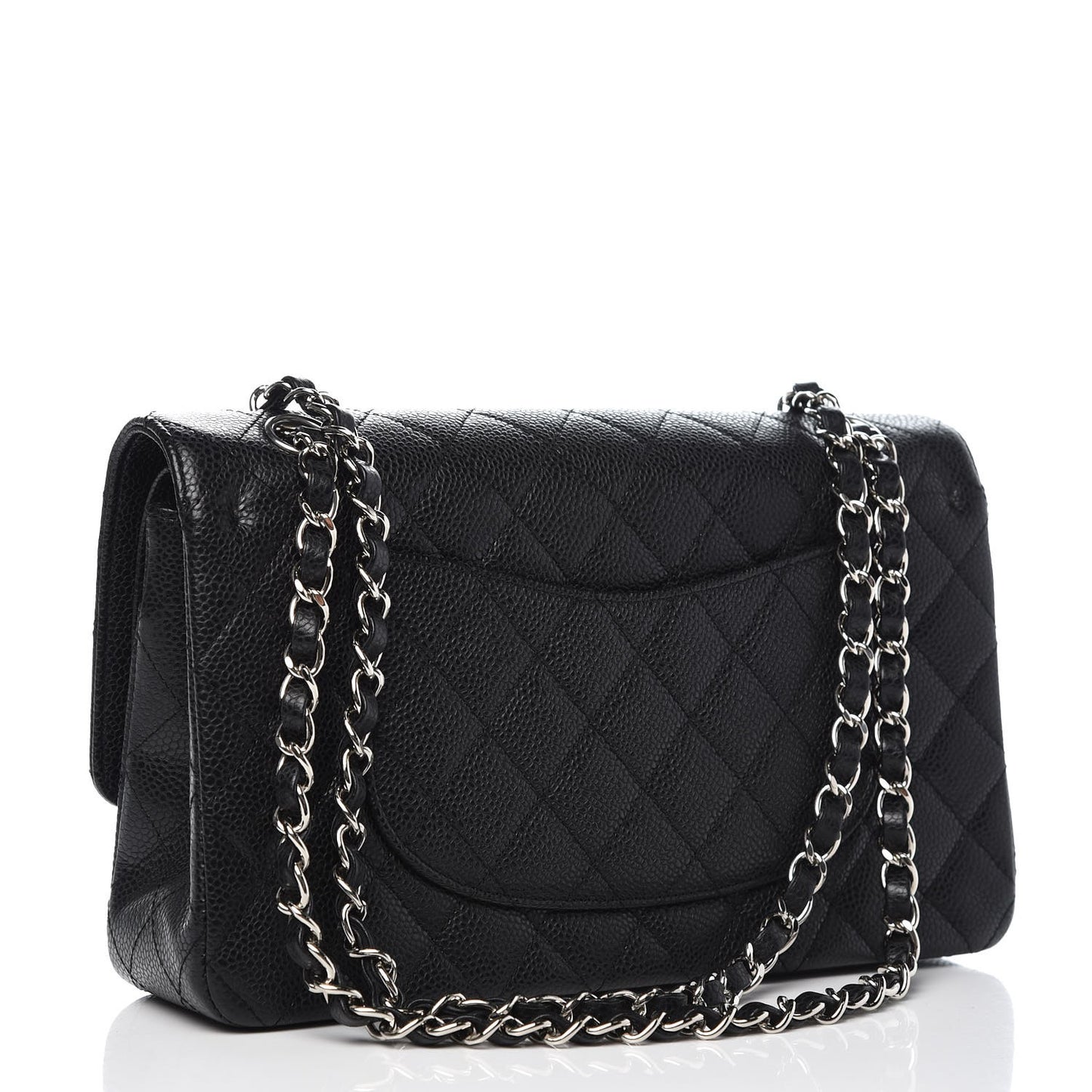 Caviar Quilted Medium Double Flap Black