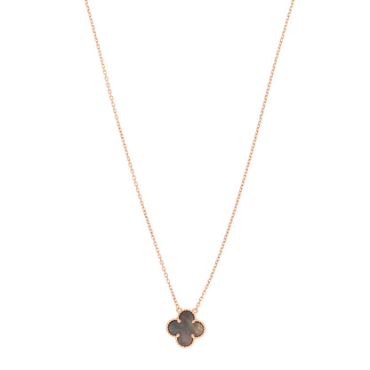 Van Cleef & Arpels 18K Rose Gold Gray Mother of Pearl Vintage Alhambra Pendant Necklace 1 of 6