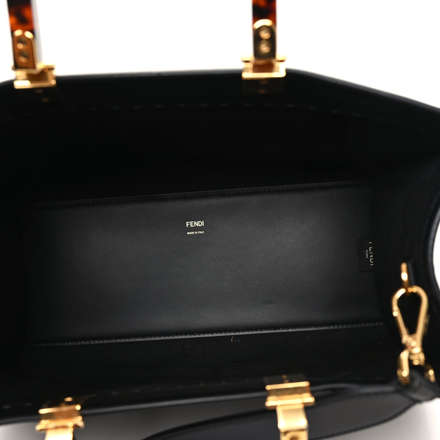 Vitello King Plexiglass Medium Fendi Sunshine Shopper Tote Black