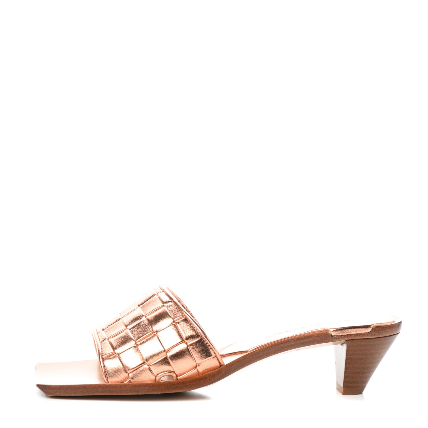 Metallic Nappa Intrecciato Heeled Sandals 36.5 Gold Peach