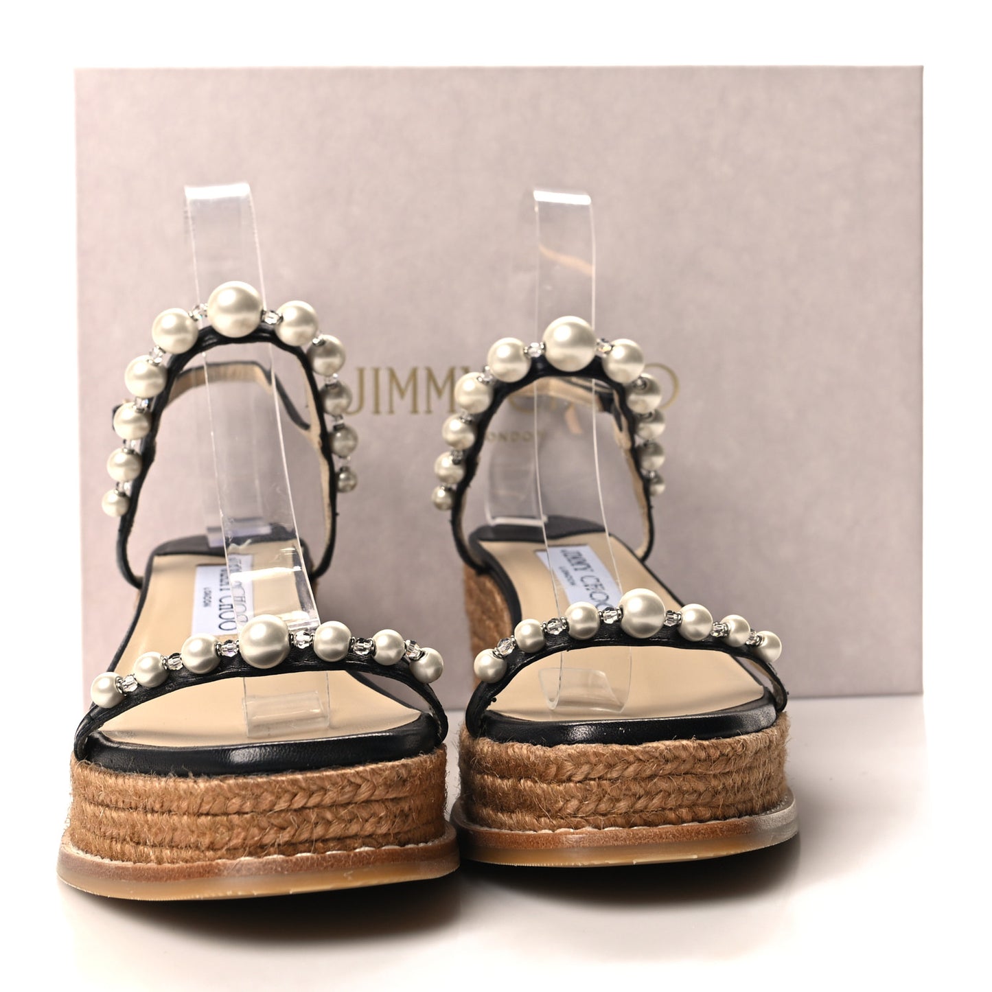 Calfskin Espadrille Amatuus 60 Wedge Sandals 35 Black