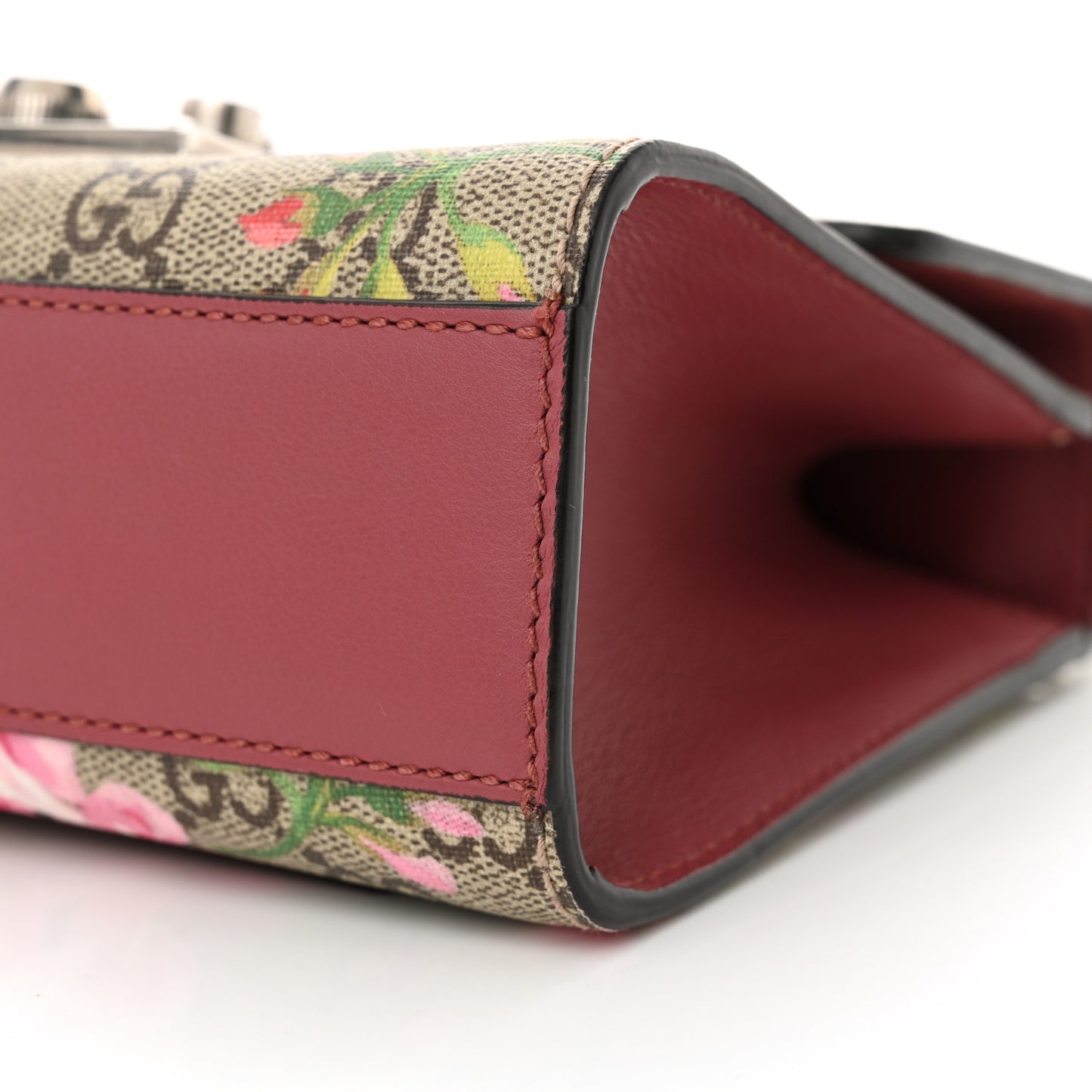 GG Supreme Monogram Blooms Small Padlock Shoulder Bag Beige Multicolor Dry Rose