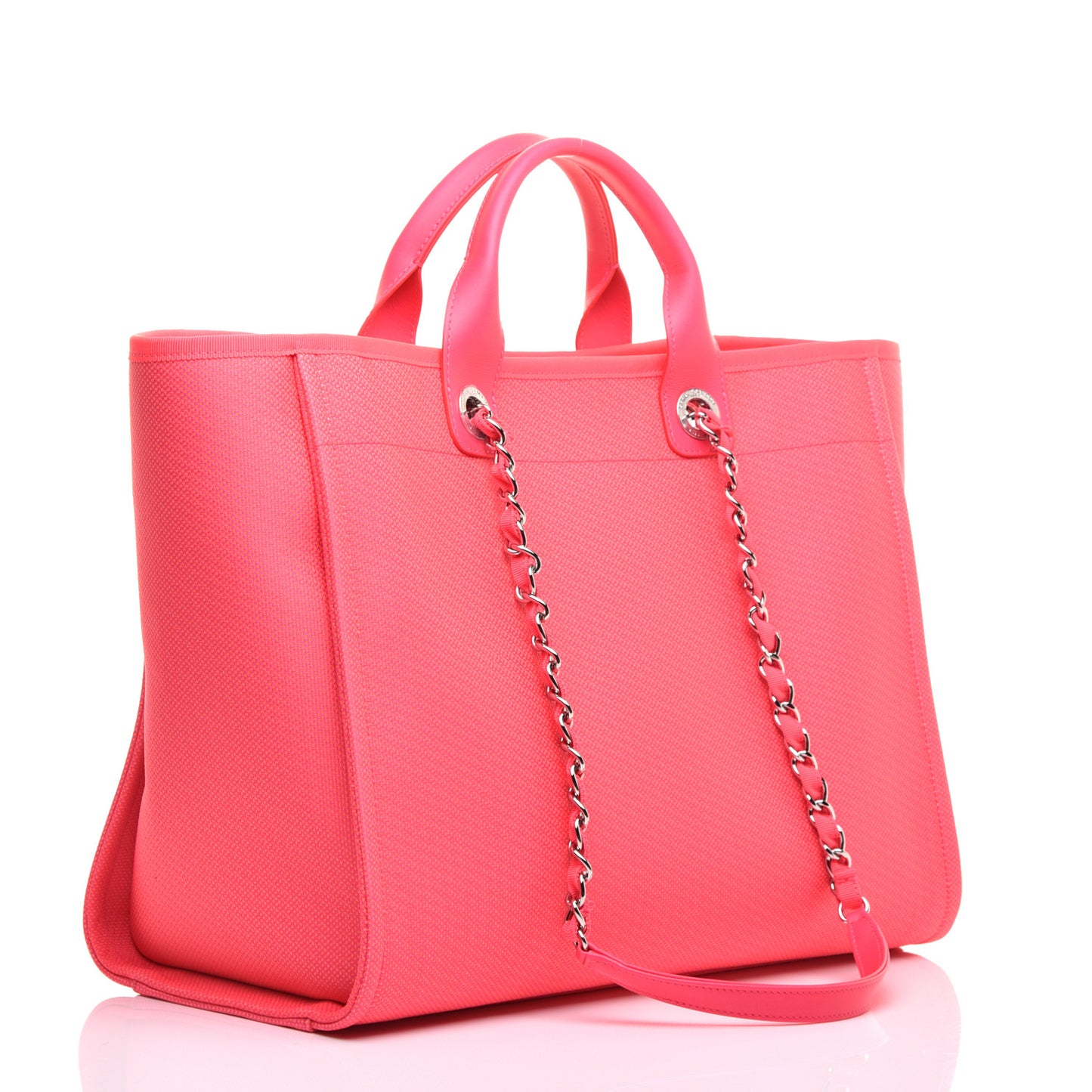 Mixed Fibers Calfskin Medium Deauville Tote Pink Orange